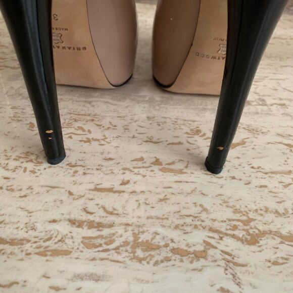 Women’s Brian Atwood patent leather drama Pump size 38 140mm heel - Picture 9 of 11